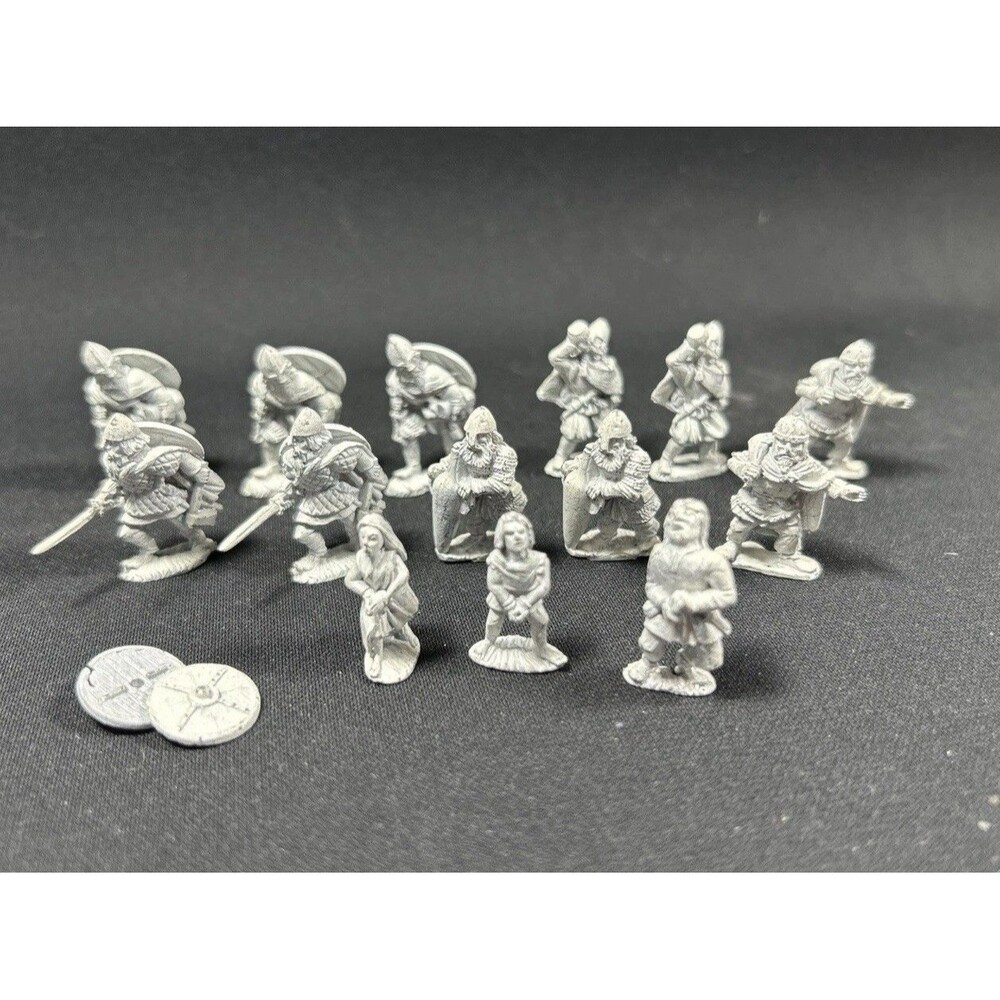 Lot 16 Miniature Metal Figures Medieval Warriors Fantasy Soldiers Unpainted